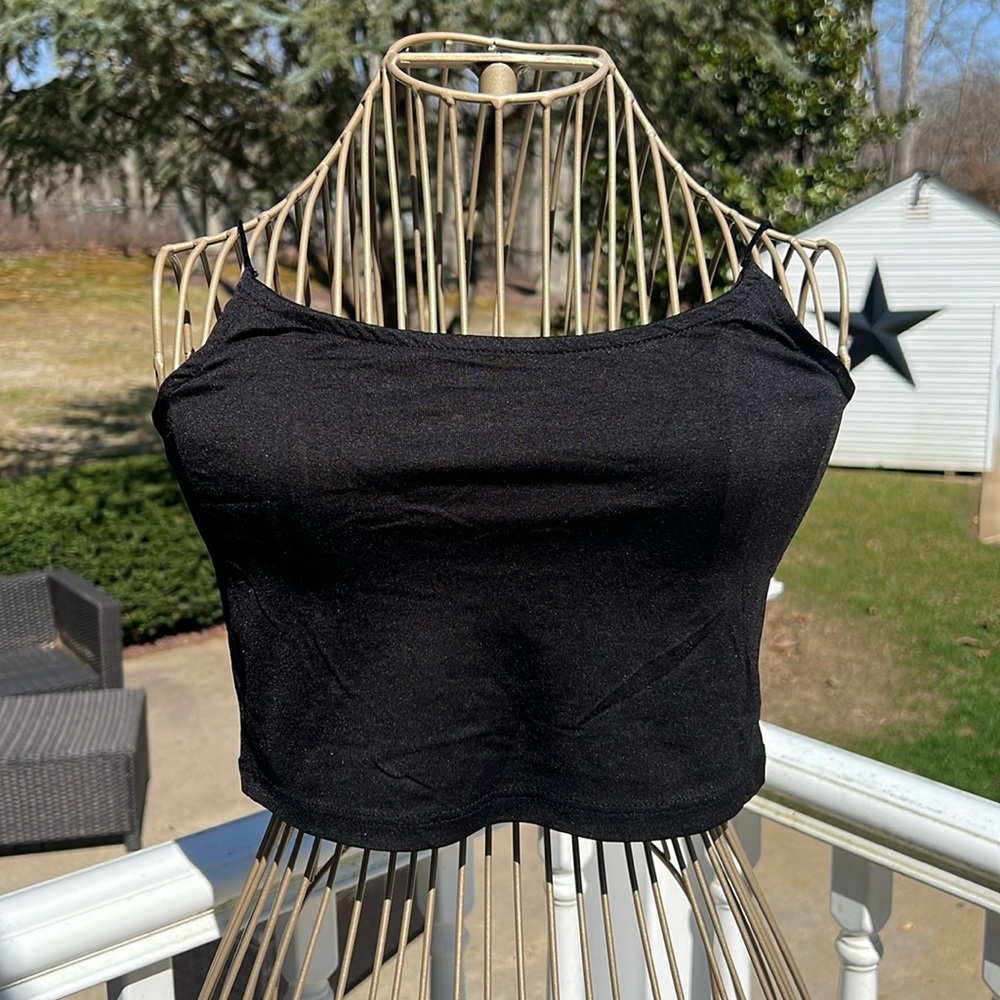 Black Silky Cropped Cami
